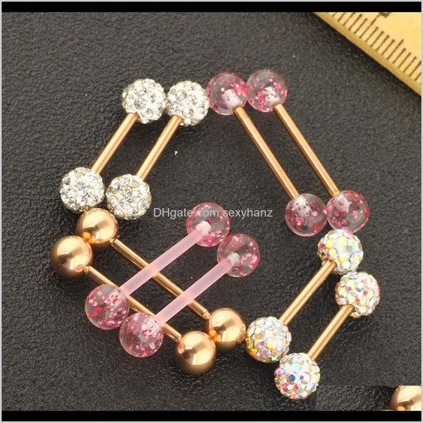 Другое 10pcspack Ringindustrial Langue Langue PiercingCrystal Ball Nose Sear Scepl Scure Pirecing Body Jewelry Kzo9 evgnl