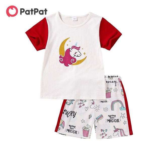 

arrival kids girl unicorn tee and shorts set 210528, White
