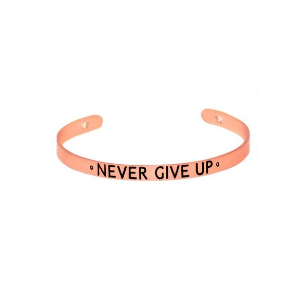 

cuff never give up open stainless steel bracelet men and women 3 colors encourage bracelets, White
