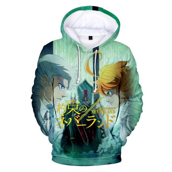 

men's hoodies & sweatshirts anime the promised neverland hoodie 3d men women casual clothes print harajuku, Black