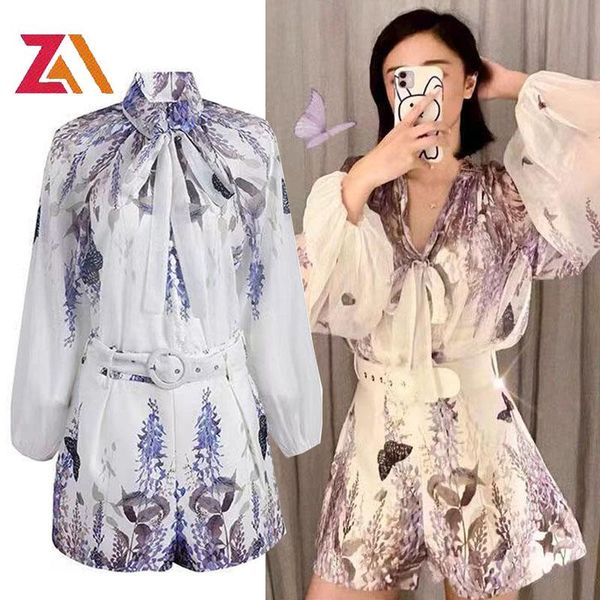 

designer high waist shorts women fashion summer est butterfly print ladies elegant vintage blouses clothes suits women's tracksuits, Gray
