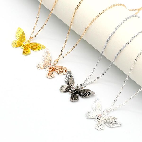 

chains gold chain butterfly insect resin minimalist pendant necklace korean fashion chic party jewelry, Silver