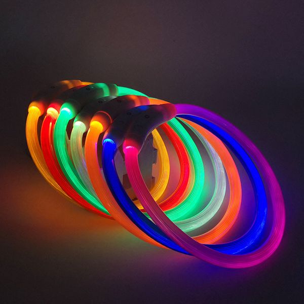 50 pz 8 colori 70cm cinturino a LED lampeggiante per cani per cani da cani LED luce esterna luminosa caricatore USB caricatore per cantiere pet tagliato taglia regolabile taglia l