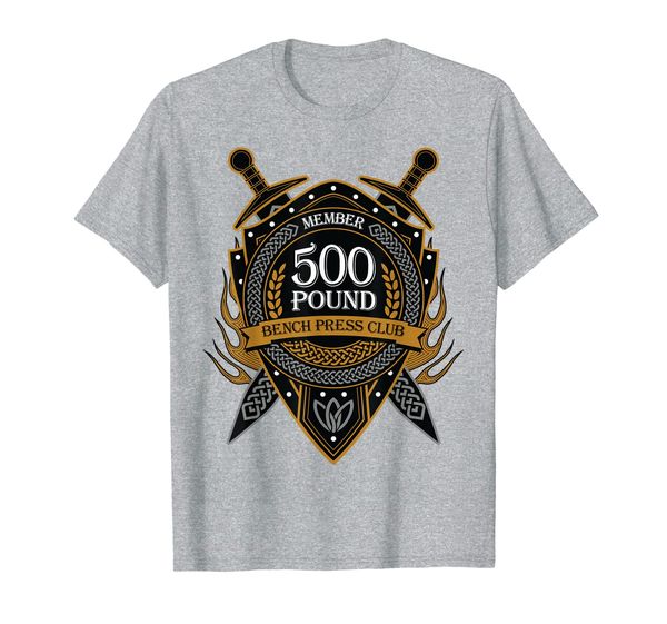 

500 pound bench press club member celtic shield men women t-shirt, White;black