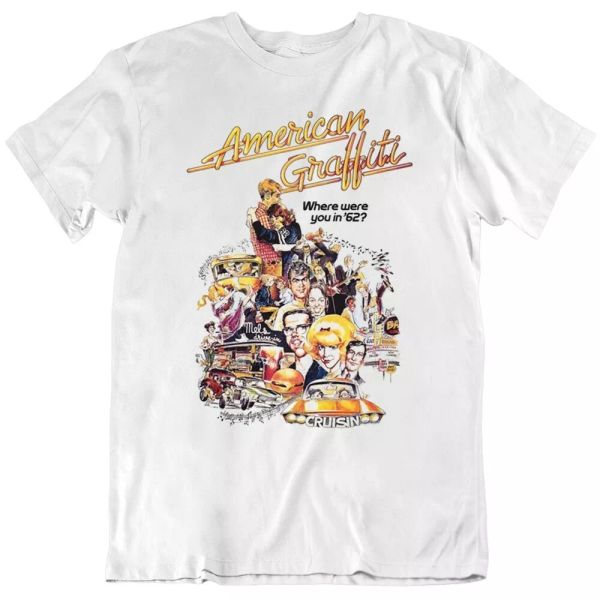 

american graffiti retro movie t shirt, White;black