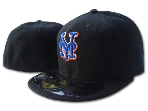 

mets fitted hats baseball caps flat peak hip hop houston cap men women full closed gorra, Blue;gray