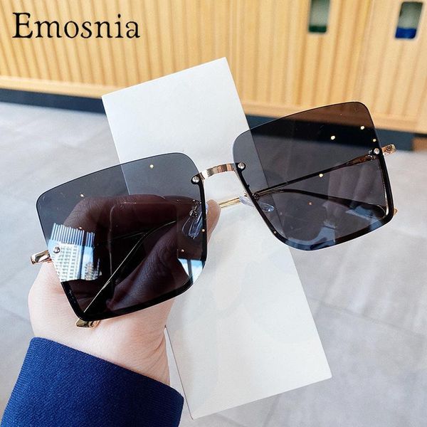

sunglasses 2021 fashion oversized half frame women men trendy design square sun glasses ladies shades uv400, White;black