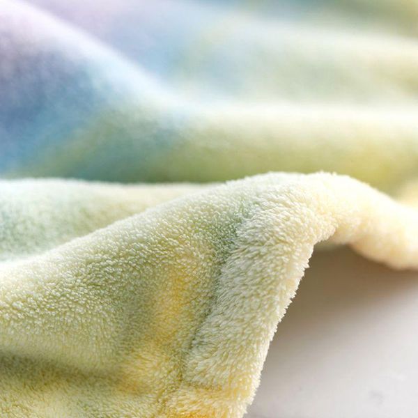 

women tie-dye rainbow colorful towel wrap coral velvet super absorbent quick hair dry hat bath shower turban cap