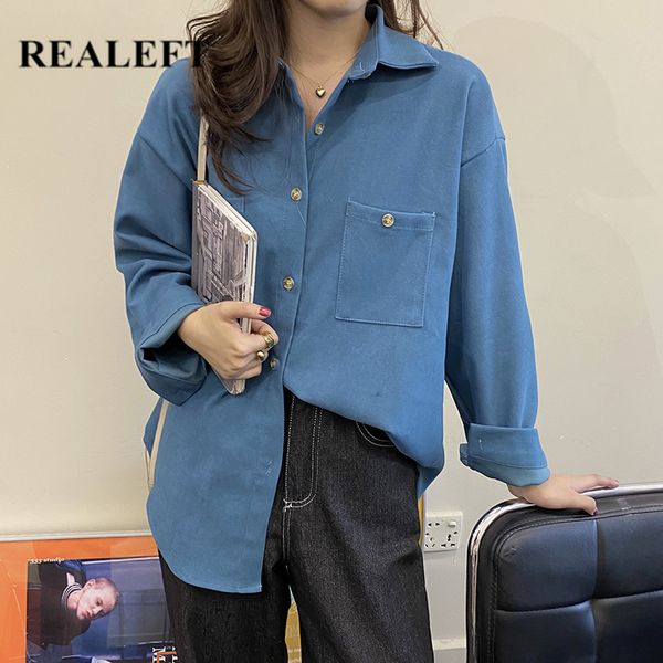 

spring casual double pocket womens shirt female blouse turn-down collar long sleeve korean style loose blouses 210428, White