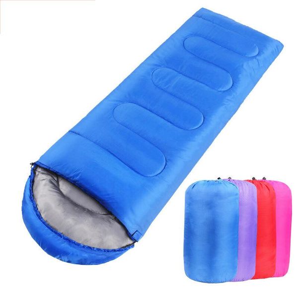 

cotton camping sleeping bag polyester envelope w/ cap warm bags lightweight 4 season for outdoor travel hiking
