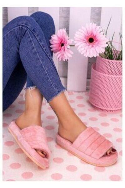 

women powder fronting outdoor plush home slipper slippers, Black