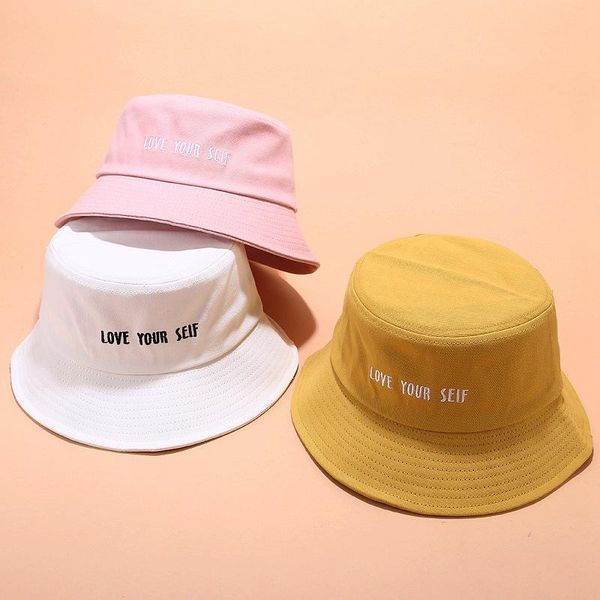 

cloches ldslyjr letter love your self bucket hat fisherman outdoor travel sun cap hats for men and women, Blue;gray