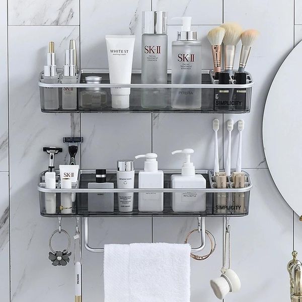 

hooks & rails punch-bathroom shelf shampoo cosmetic towel storage rack organizer bath corner holder household items accessories