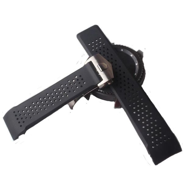 

watch bands watchbands silicone rubber black soft waterproof strap with silver folding buckle 22mm for gear s3 galaxy 46mm, Black;brown