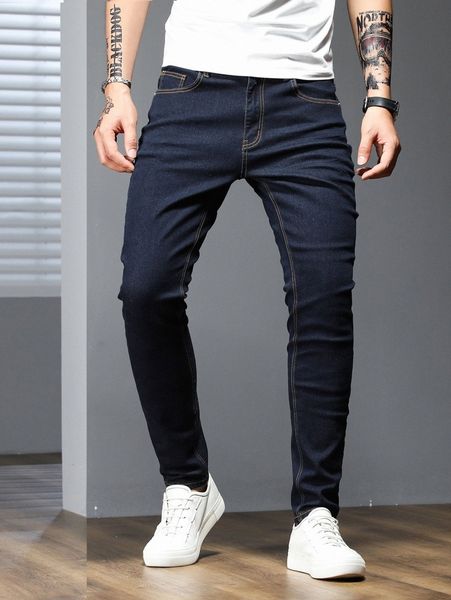 

men solid skinny jeans 95np#, Blue
