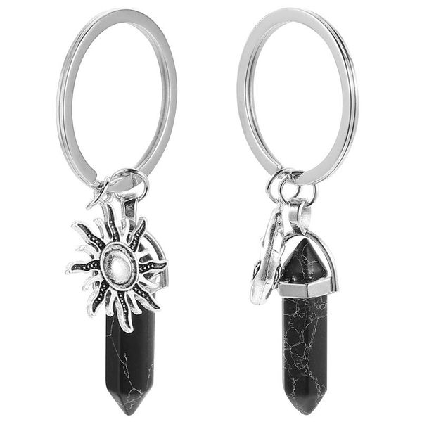 

party favor 2 pcs keychains exquisite key rings alloy sun moon design