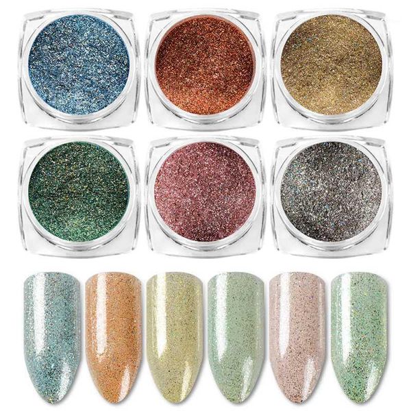 

mtssii 1 box mirror nail glitter holographic metallic powder blue green dust sequins uv gel chrome pigment diy decoration1, Silver;gold