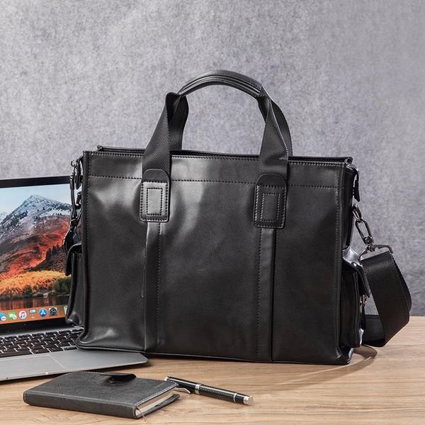 

trend leather men's handbag fashion briefcase head one shoulder messenger bag manufacturer oem briefcases