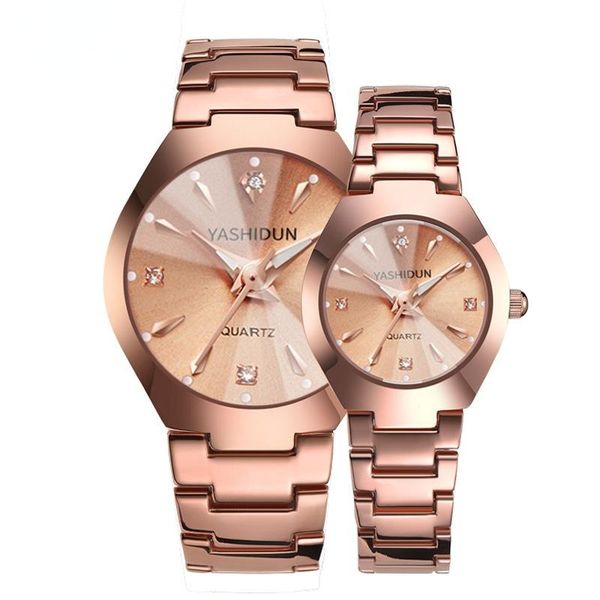 

wristwatches luxury couple watch diamond fashion stainless steel lovers quartz wrist watches for women and men wristwatch, Slivery;brown