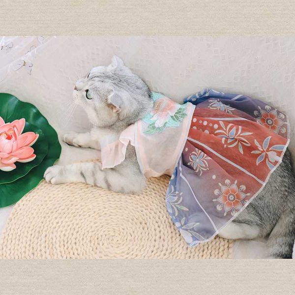 

cat costumes pet dog lotus chinese ancient costume skirt