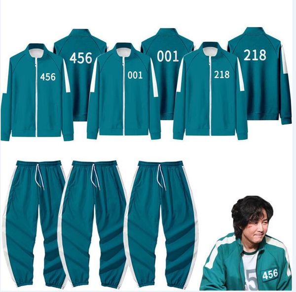 

squid game jacket pants mens tracksuits round six men women party costumes cosplay sports zipper cardigan digital 456 pattern pocket sweatsh