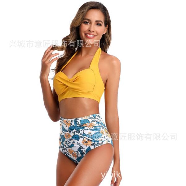 

women's swimwear woman swimsuit 2021 hard bag bikini high waist printed large women 2 pieces mini, White;black