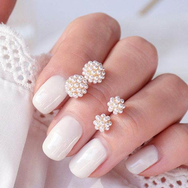

stud trendy 14k real gold gypsophila design pearl earrings for women s925 silver needle jewelry party fine gift, Golden;silver