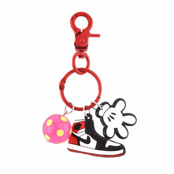 

2021 fashion keychain creative cartoon palm soft glue mini football shoes key color baking enamel bag small gift chain pendant, Slivery;golden