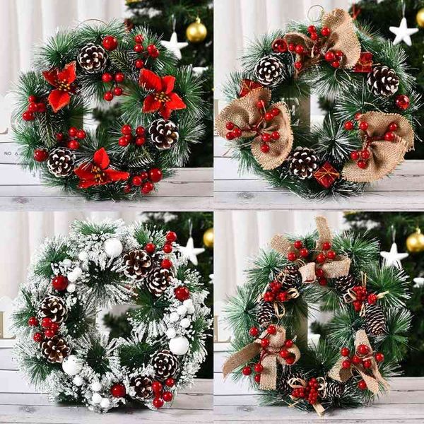 

New Christmas manual simulation wreath door hanging window props decoration