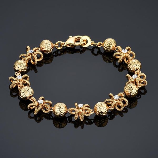 

charm bracelets gold color small bead link chain for women friendship beaded bangles jewelry, Golden;silver