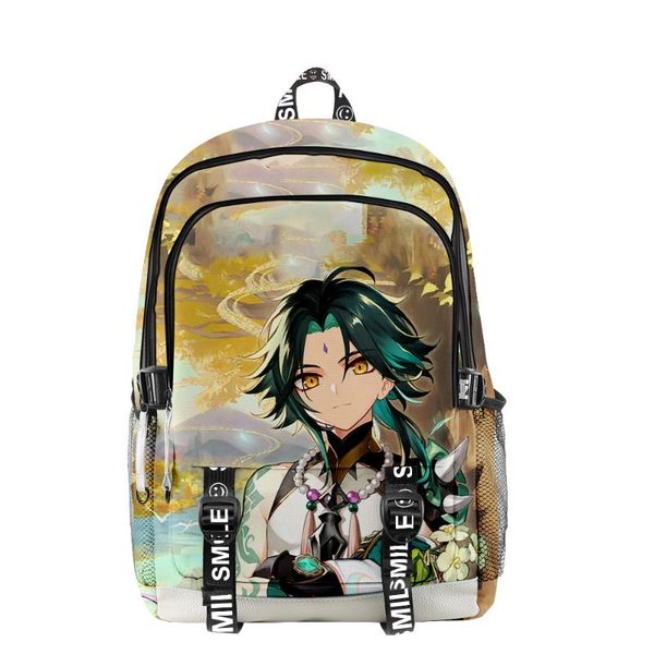 

backpack genshin impact xiao 3d primary and middle school students bag oxford teenager boys girls laptop