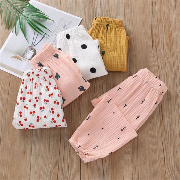 

breathable comfort linen cotton summer fashion children pants candy color girls, Blue