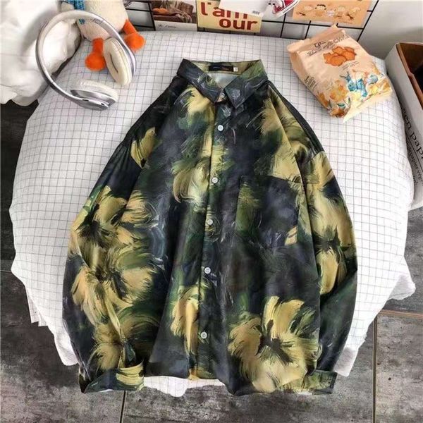 

men's casual shirts shirtspring and autumn geometric flower long sleeve men's inch casual shirt student couple coat 7vcx, White;black