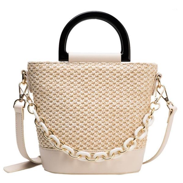 

evening bags fashion western style straw woven chain shoulder cross portable bucket women's summer trend basket crossbody for women1