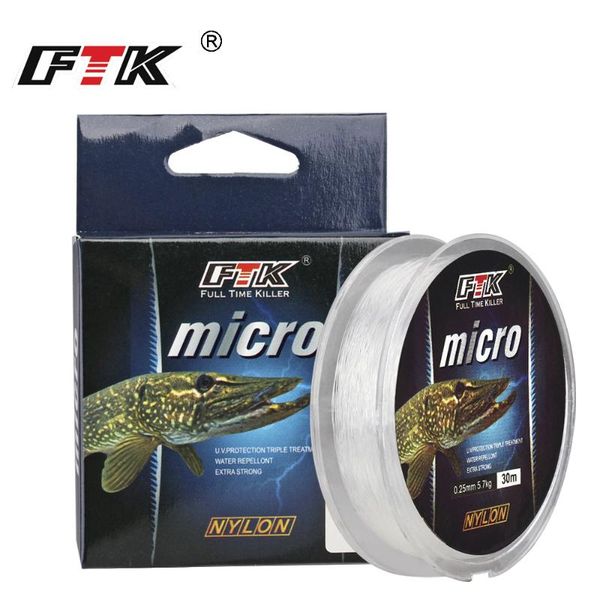

braid line ftk ice fishing nylon lines micro super strong 30m 2.9-12.5lb 1.3-5.7kg flourocarbon coating carbon surface molecules