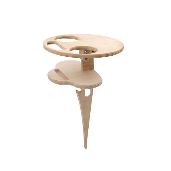 

camp furniture two tiers wood folding picnic table wine glass rack bottle and holder portable outdoor wooden camping equipment