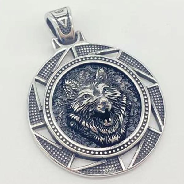 

design jewelry punk hip hop does not fade, light luxury nordic viking wolf head titanium jewelry necklace stainless steel men's necklac, Silver