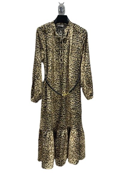 

milan runway dresses 2022 spring summer v neck long sleeve leopard women's designer dress brand same style clothing 1206-8, Black