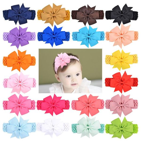 

hair accessories 6pcs elastic girl fashion dovetail polyester ribbon bow gift hairbands girls headband baby, Slivery;white