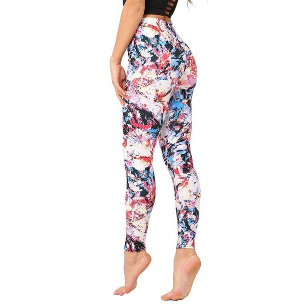 

women's leggings sagace ladies classic retro color floral graffiti print, Black