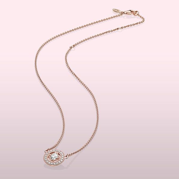 

18k vintage pendant necklace zc zircon lady with pandora style earrings original gift box rose gold, Silver