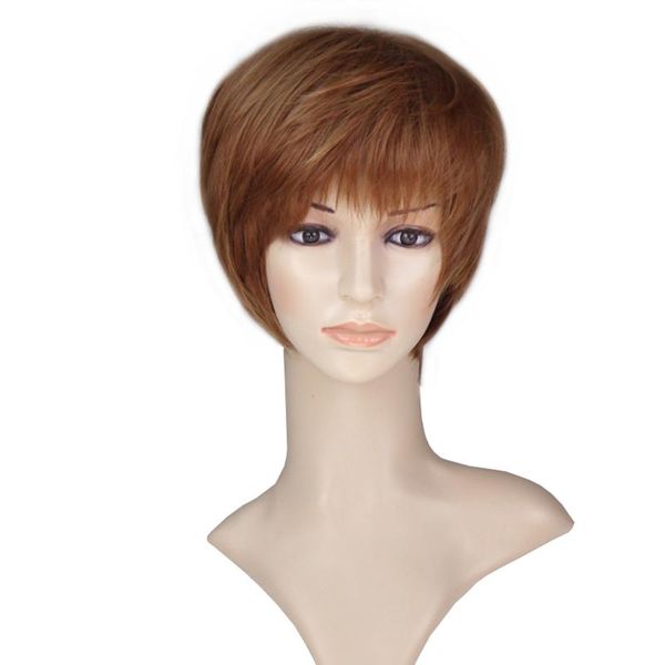 

other event & party supplies short straight pixie cut brown wig with bangs layered for women daily use