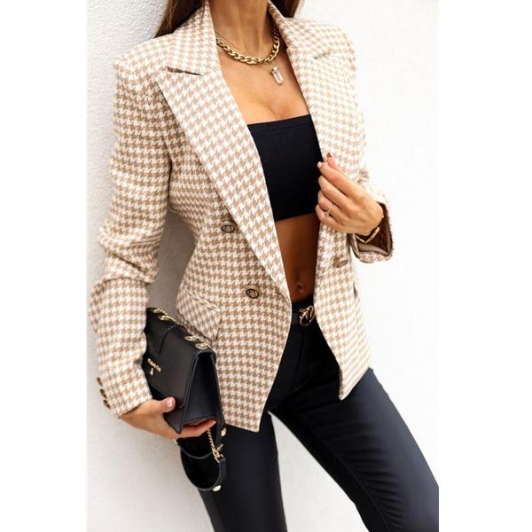 

women's suits & blazers women blazer casual long sleeve slim jackets 2021 autumn spring office suit plaid coats cardigan formal femme, White;black