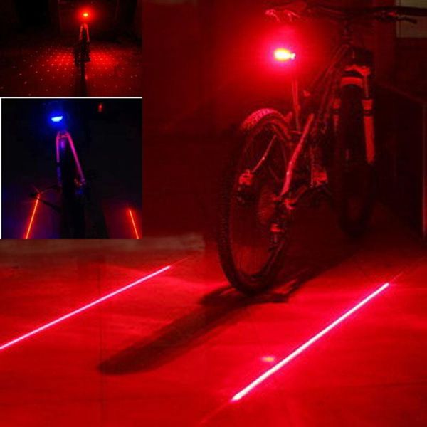 

bicycle laser tail light (2 + 5 led) bike safety 7 flash mode rear lamp warning lights
