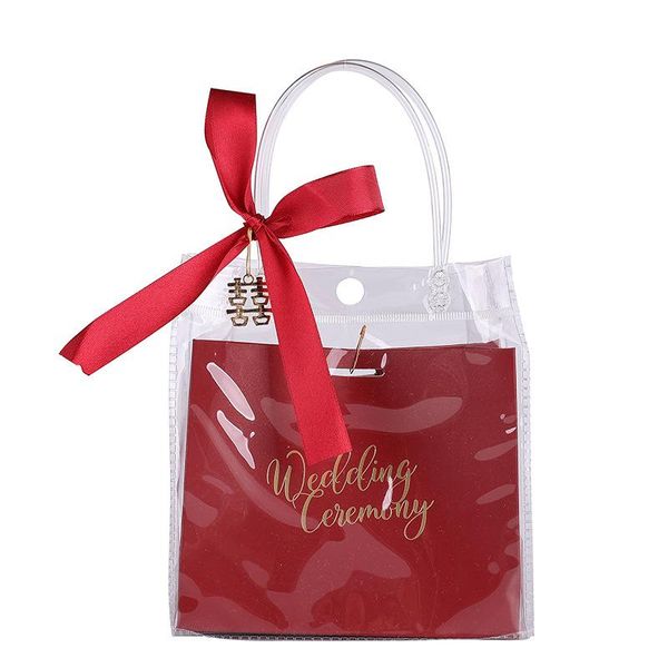 

gift wrap 100pcs/lot red cardboard bag with pvc set candy box wedding supplies