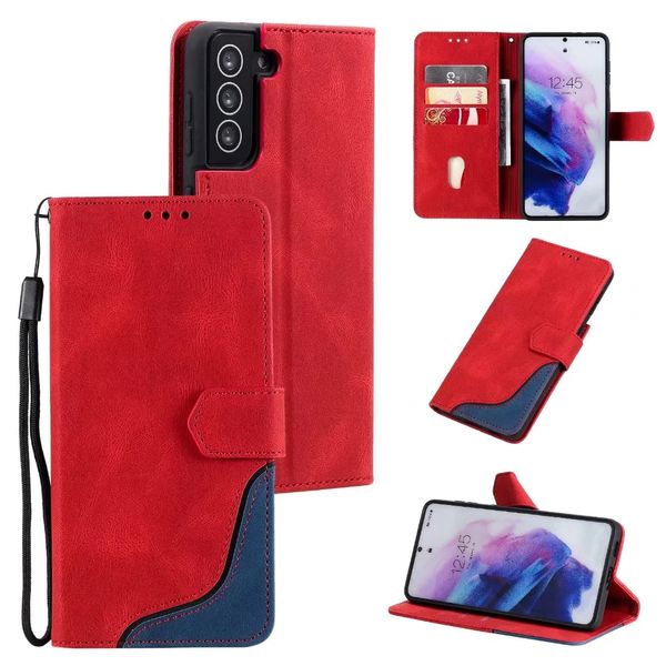 Casos de telefone de couro PU para Samsung Galaxy S22 S21 S20 NOTA20 Ultra Note10 S10 Plus - Skin Feeling Stitching Wallet Flip Kickstand Case com slots de v￡rias cart￵es