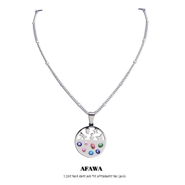 

pendant necklaces stainless steel greek eye heart family dad mom boy gilr necklace charms silver color islam jewelry oeil turc n5222s01