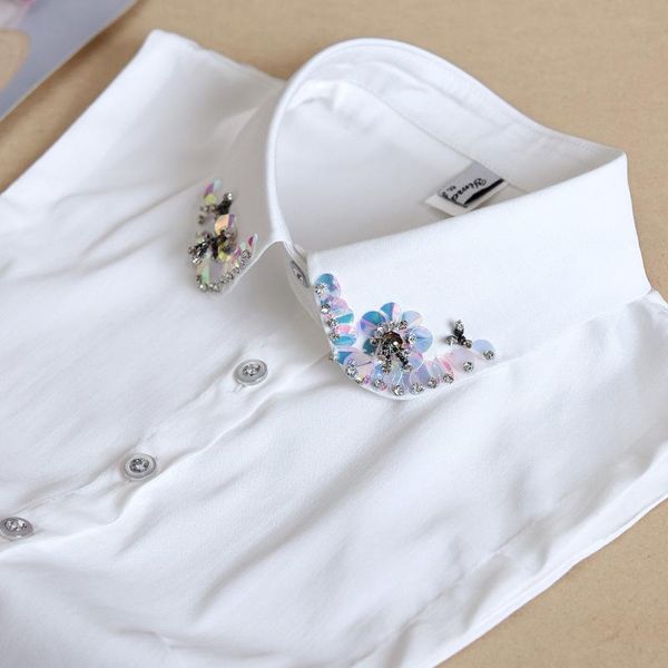 

bow ties women white fake collars solid color kraagje nep crop accessories lapel blouse false shirt detachable collar, Black;gray