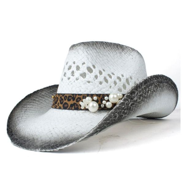 

cloches 100% straw women western cowboy hat roll up brim outdoor sombrero hombre cowgirl, Blue;gray