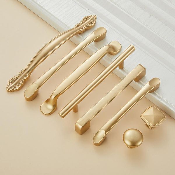 

handles & pulls home house furniture cabinet drawer handle knob round square gold 64/96/128/192mm hole dresser cupboard door pu